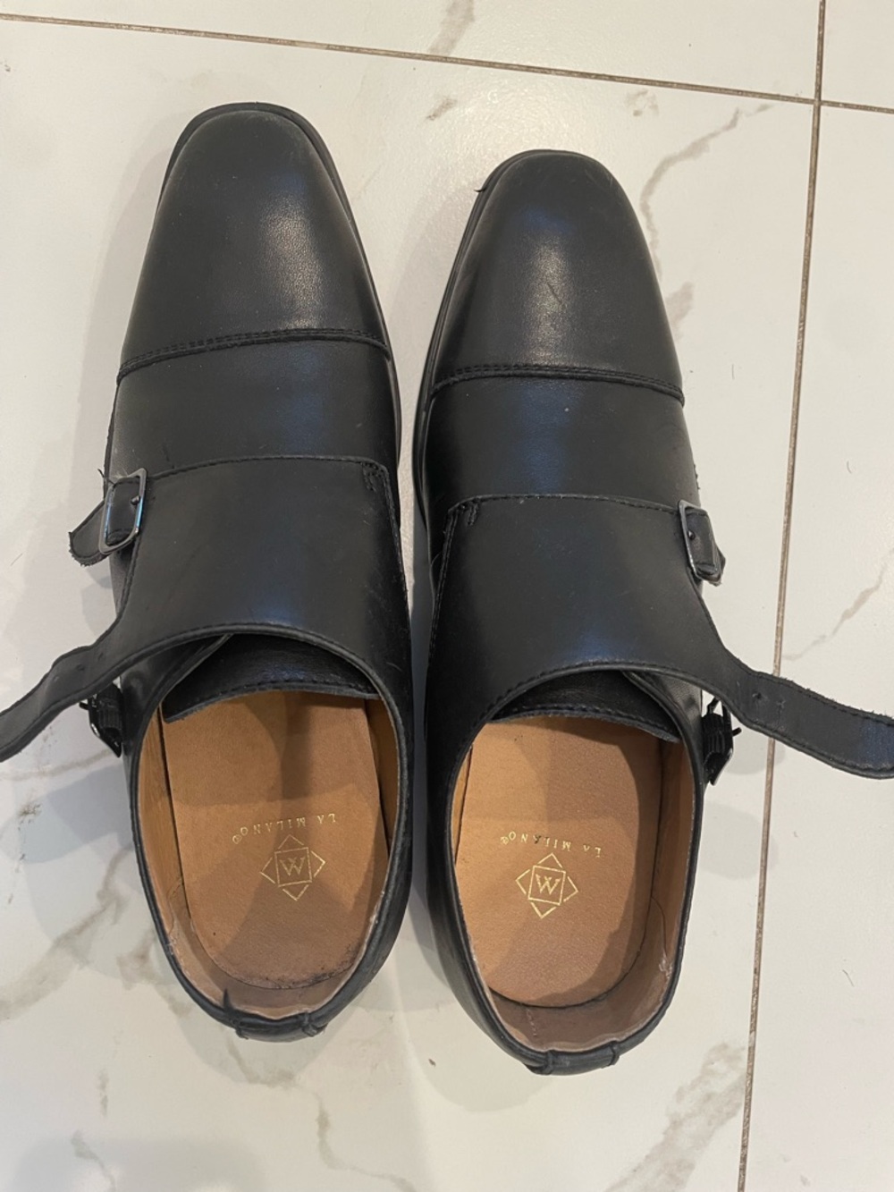 EUC Black Double Monk Strap Oxfords